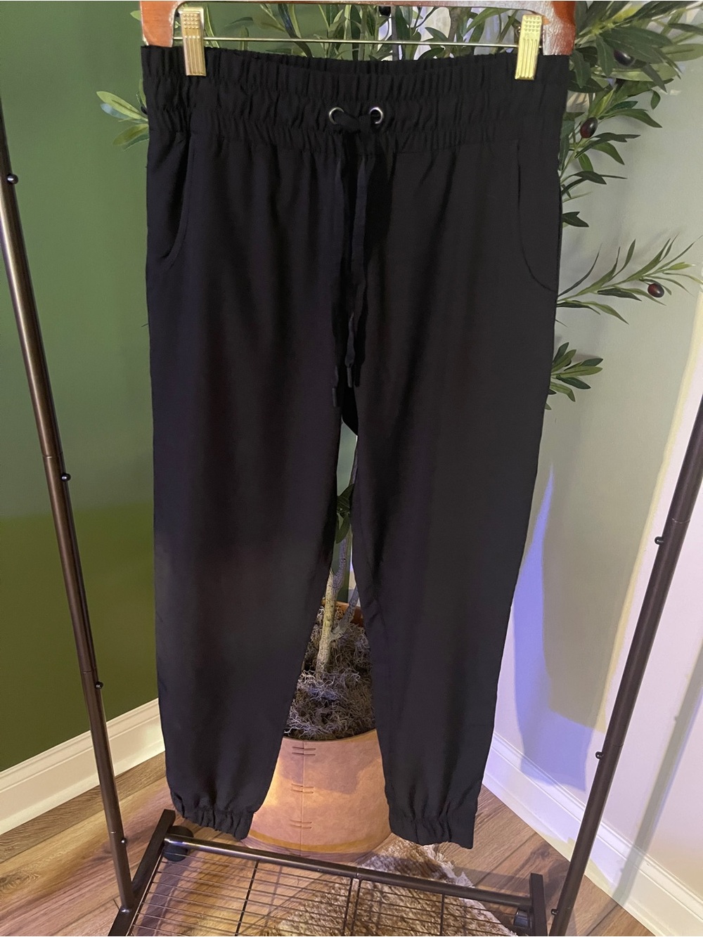 Kyodan Black Elastic Waist Drawstring Joggers